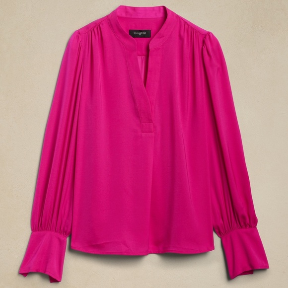 New Banana Republic VOLUME-SLEEVE BLOUSE Yellow  NWT - Picture 4 of 7